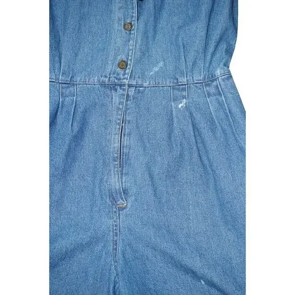 Vintage St. John's Bay Denim Romper – Size 14 M – 100% Cotton Button-Up Playsuit - Picture 8 of 11